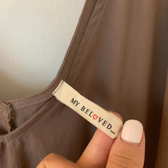 Tan handkerchief hem dress size large - Picture 5 of 6